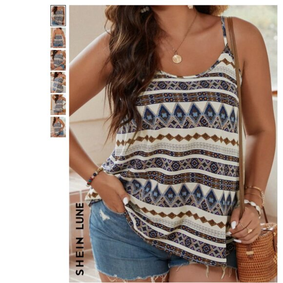Plus Size Geometric Print Cami Top - Picture 5 of 7